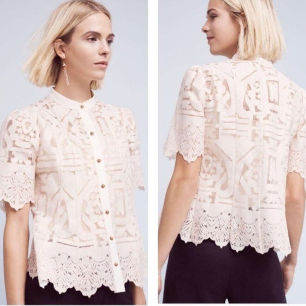 Anthropologie Sagesse Lace Buttondown